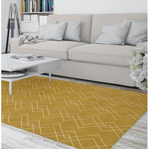 Foundry Select Lori Performance Gold/White Rug Wayfair